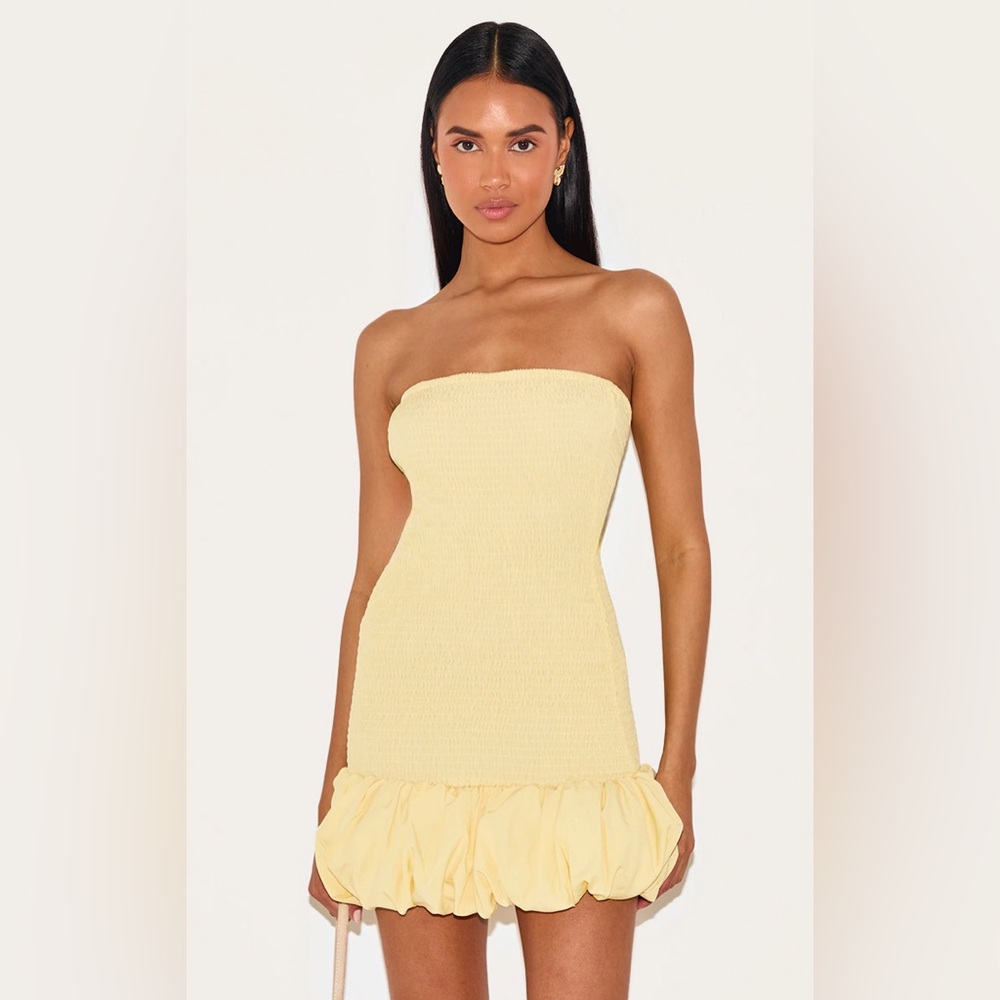 🆕 PLT Yellow Strapless Dress